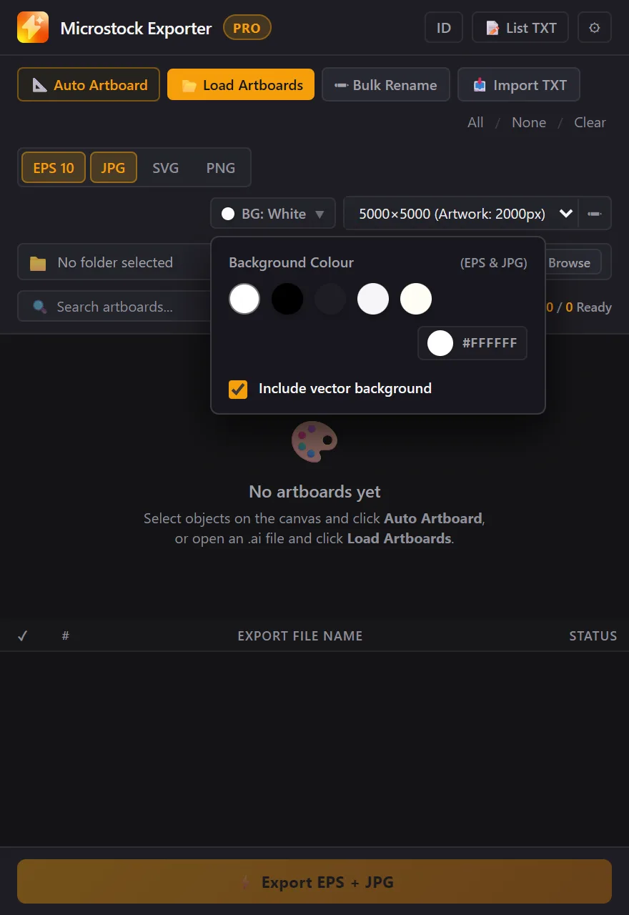 Background colour choices